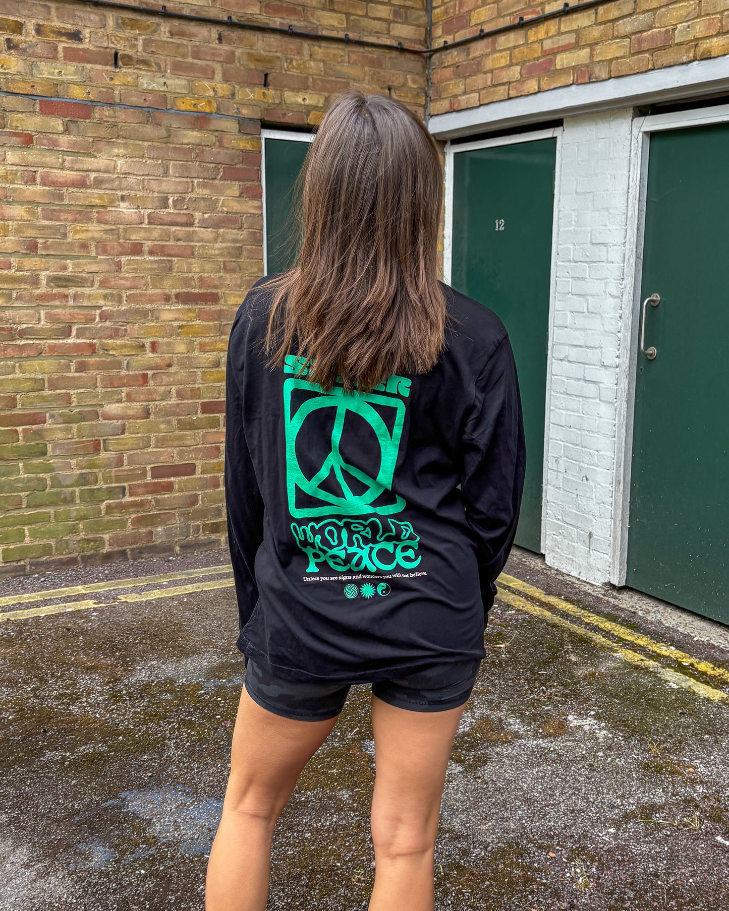 Unisex World Peace Long Sleeve Tee - Black