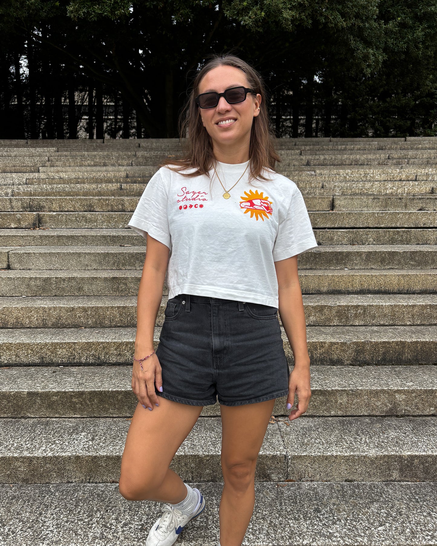 Womens Mind-Body Connection Crop Tee - White
