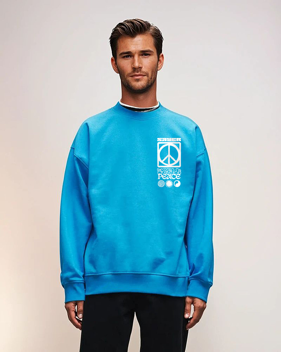 Mens World Peace Sweat - Turquoise