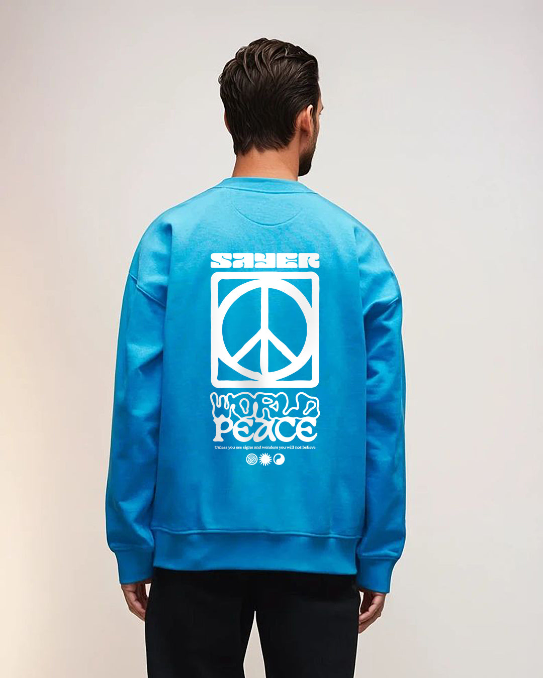 Mens World Peace Sweat - Turquoise