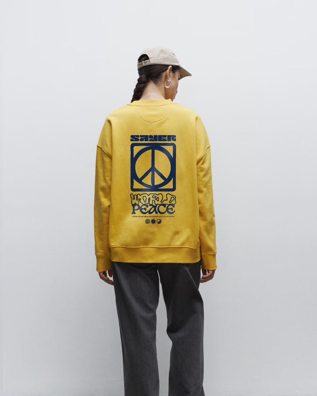 Womens World Peace Crewneck - Yellow