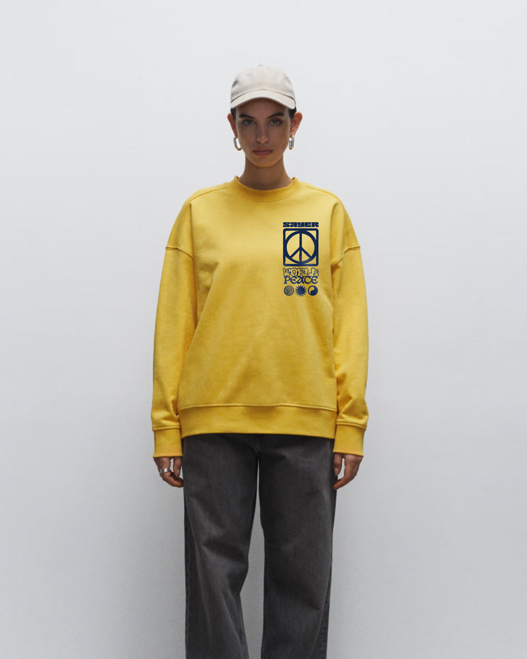 Womens World Peace Crewneck - Yellow