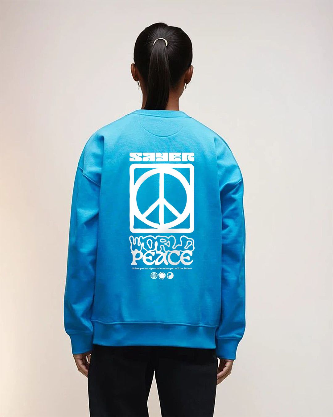 Mens World Peace Sweat - Turquoise