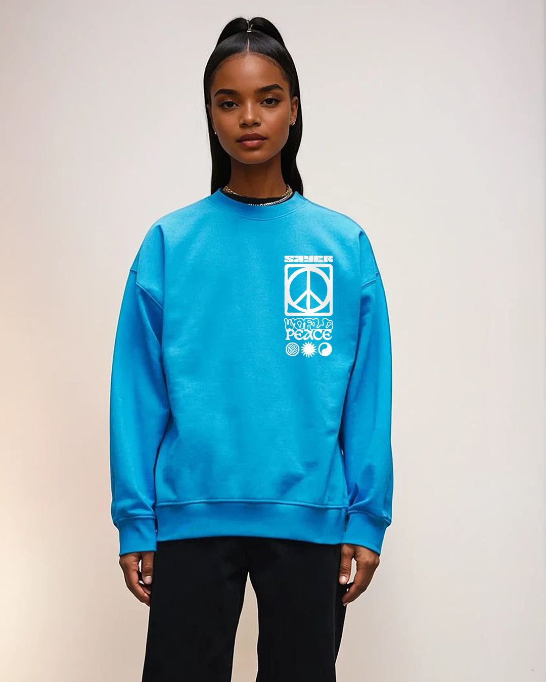 Mens World Peace Sweat - Turquoise