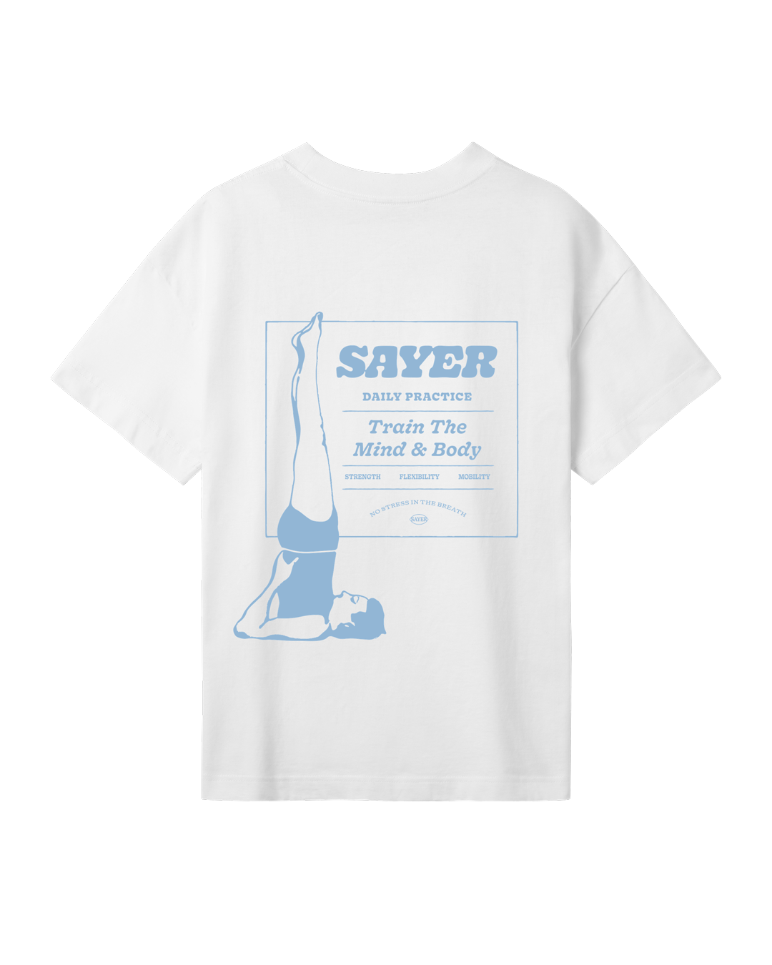 Womens Daily Practice Tee - White and Soft Blue