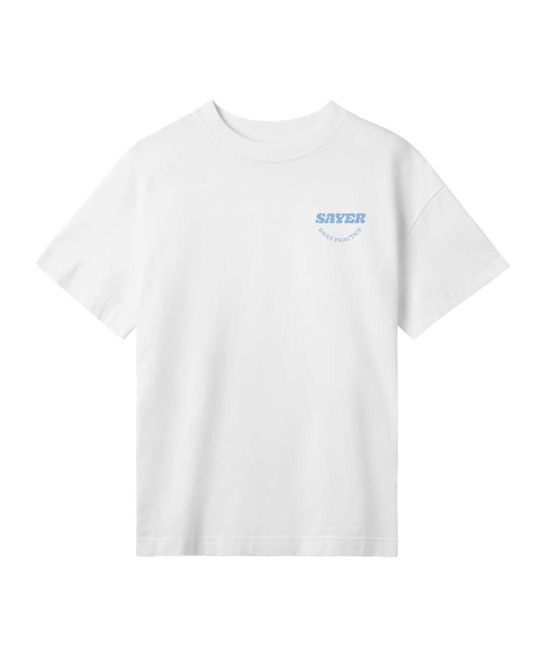 Womens Daily Practice Tee - White and Soft Blue