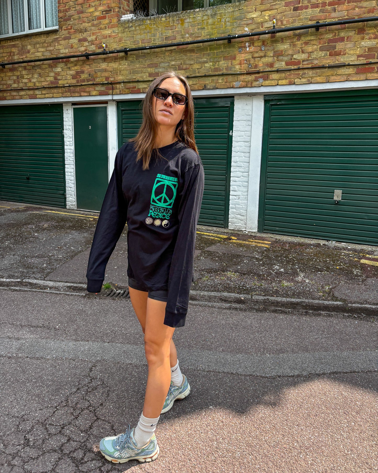Unisex World Peace Long Sleeve Tee - Black