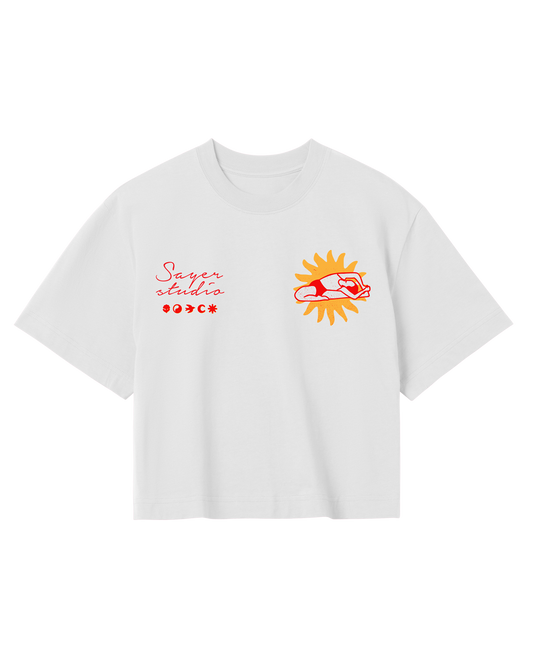Womens Mind-Body Connection Crop Tee - White