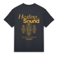 Mens Healing with Sound Tee Black with Orange Print