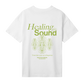 Womens Healing with Sound Tee White with Green Print